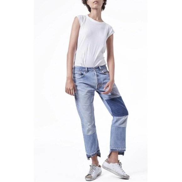 💕NILI LOTAN💕 Franki Patchwork Reworked Crop Jeans ~ Vintage Indigo 26 - Picture 6 of 16